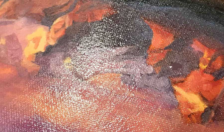 Irregular Gloss on Oil Paint and Varnish