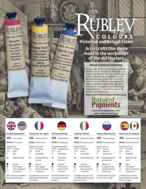 Rublev Colours Artists Oil Color Chart