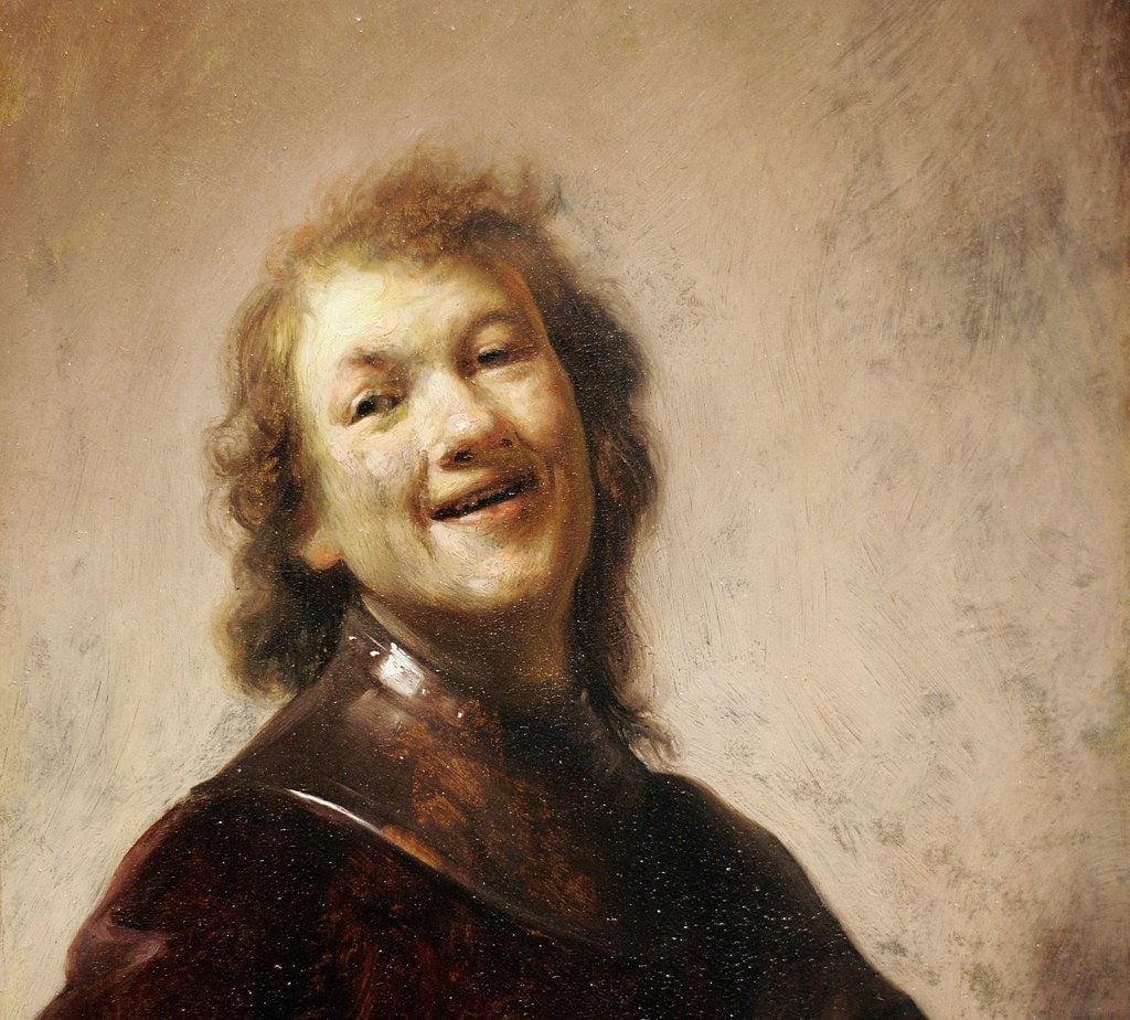 Rembrant Laughing painting on copper