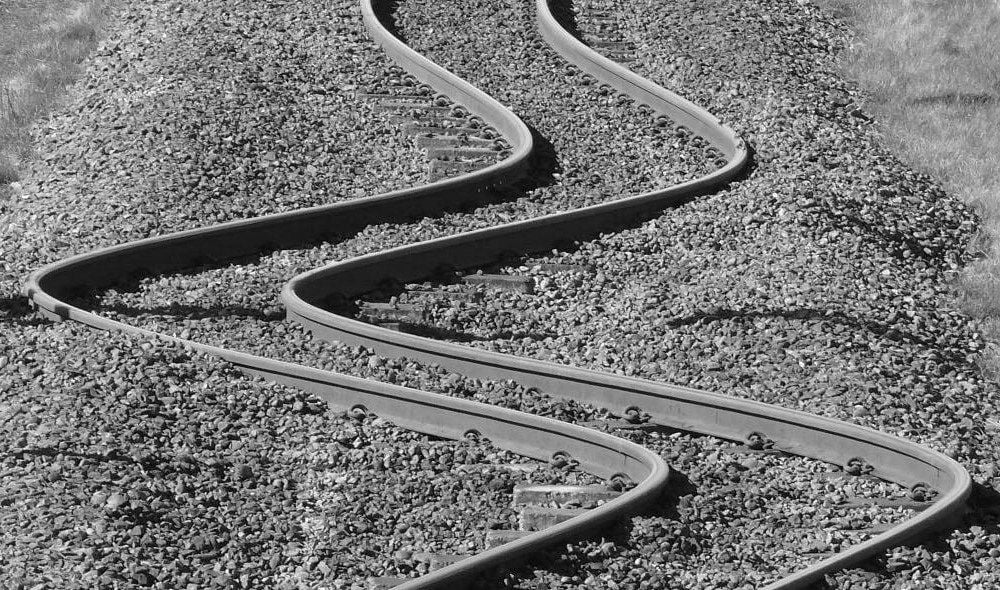 The effect of linear thermal expansion can be dramatic, as seen in this photograph of railroad tracks.