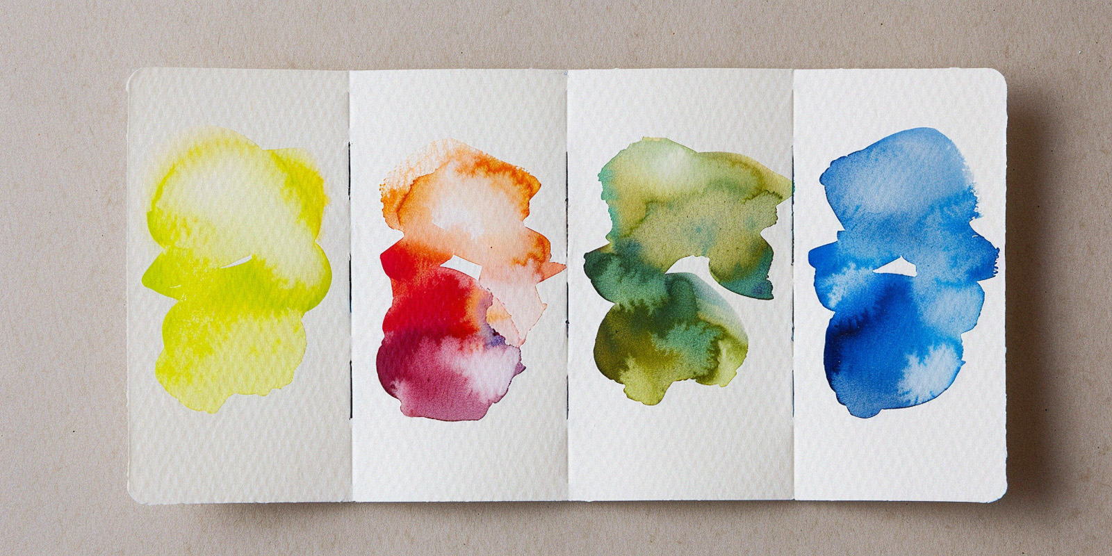 Warm and cool watercolor swatches