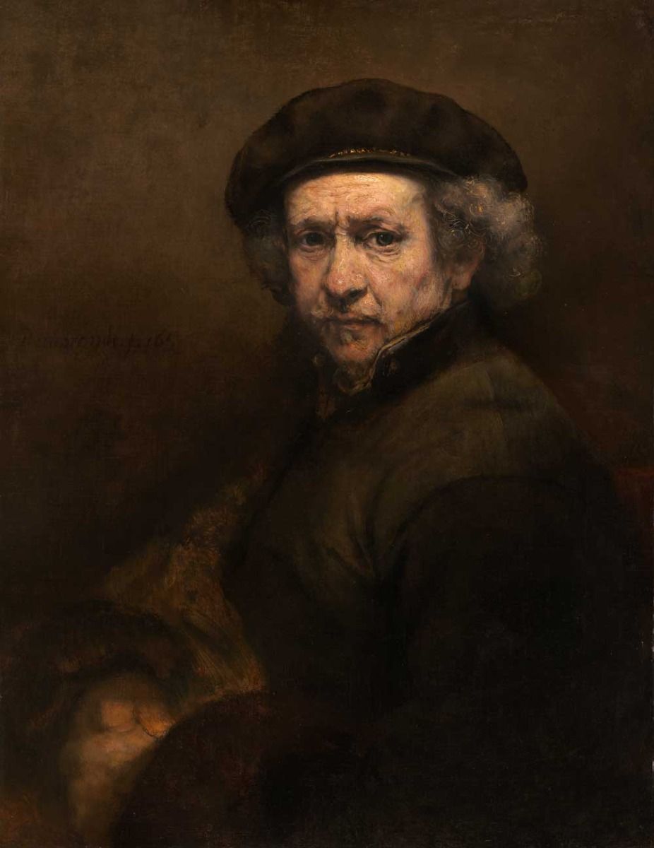 Self portrait by Rembrandt van Rijn (1659). Rembrandt used umbers to create his rich and complex browns, as a ground, and to speed the drying of his paintings.