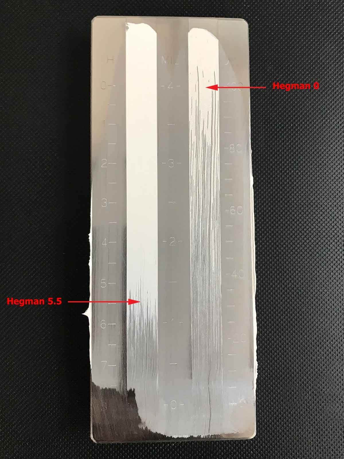 Hegman comparison of stack process flake white