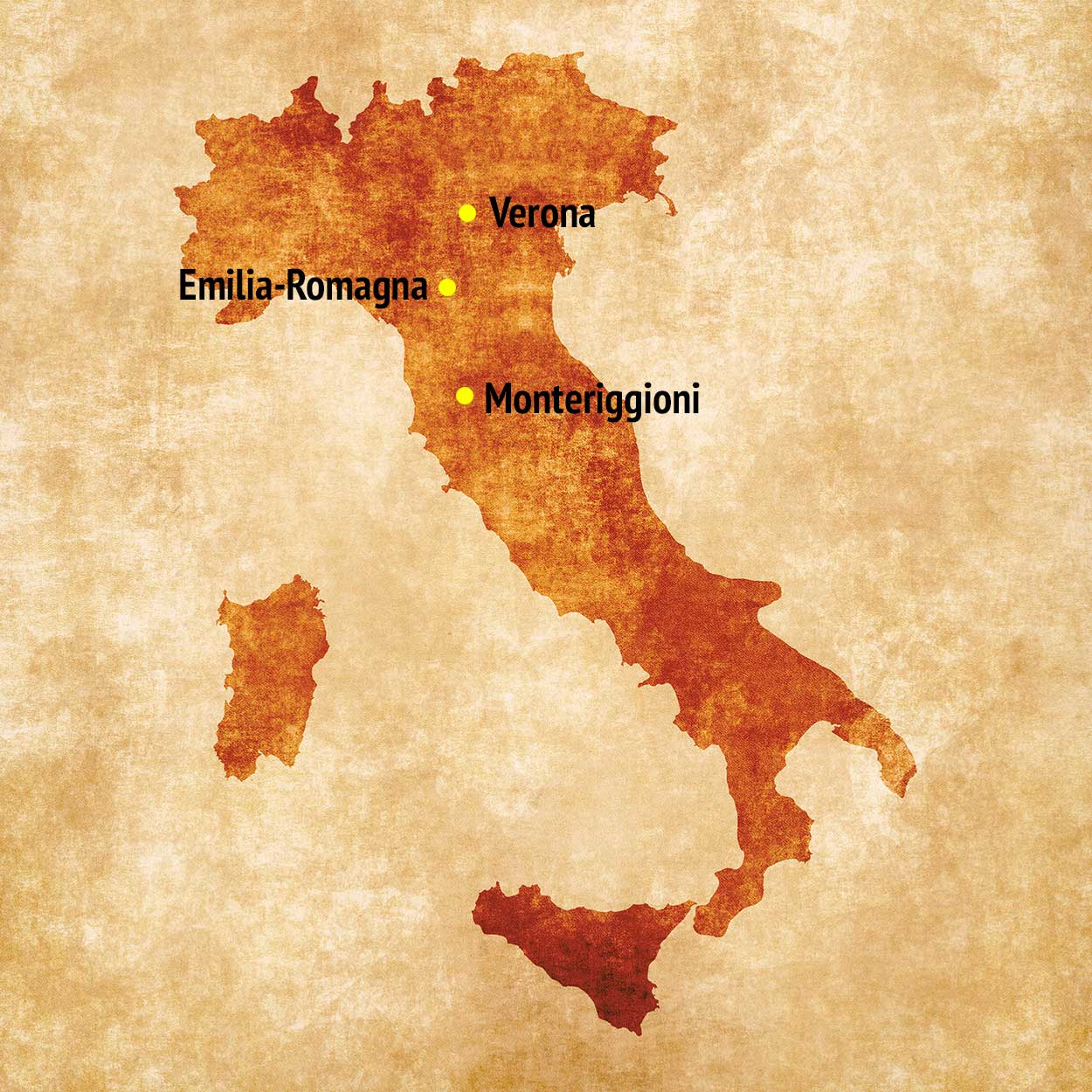 Map of Italy of Earth Pigments
