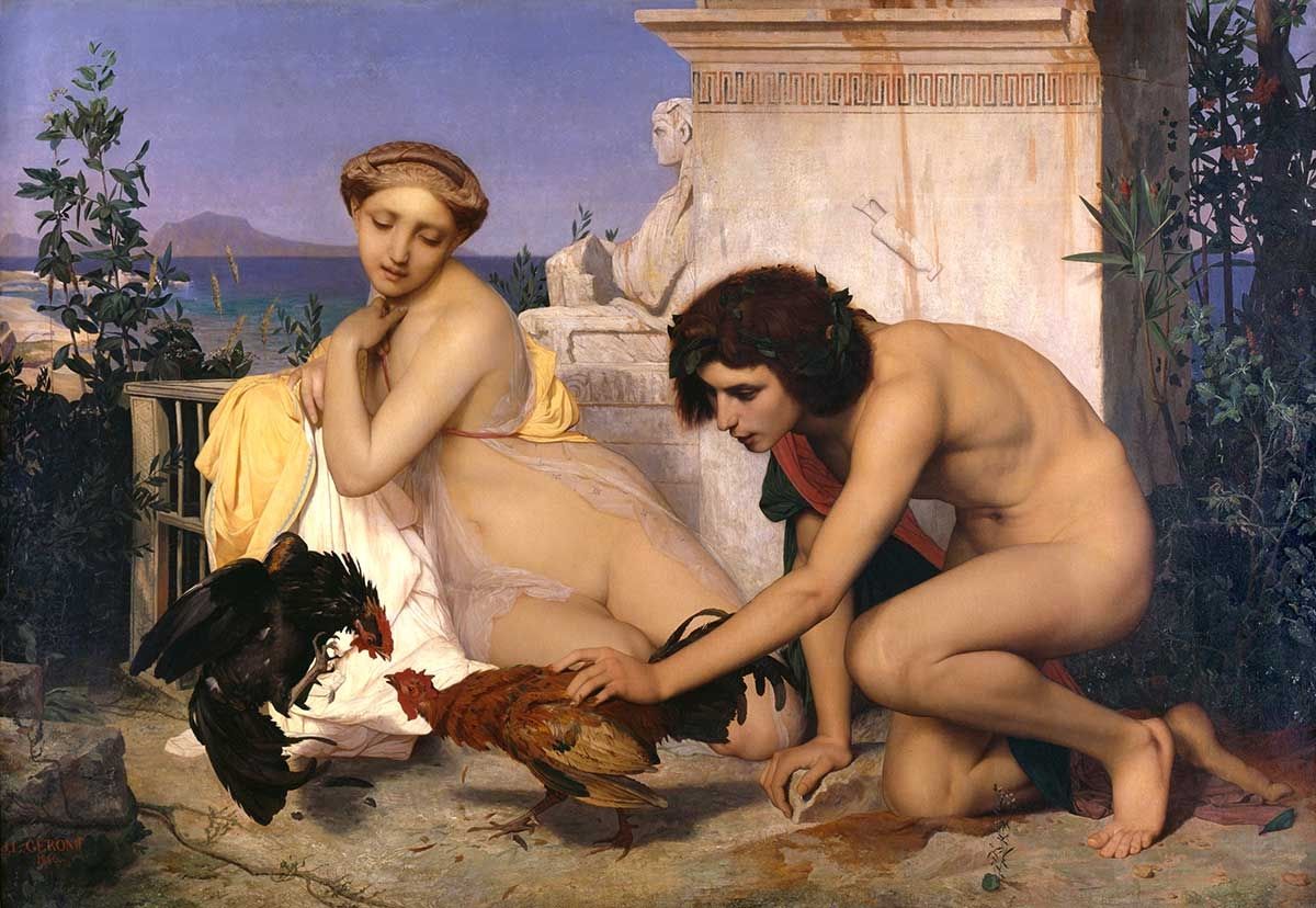 Jean-Leon Gerome, The Cock Fight, 1846, oil on canvas, 56 x 80 inches