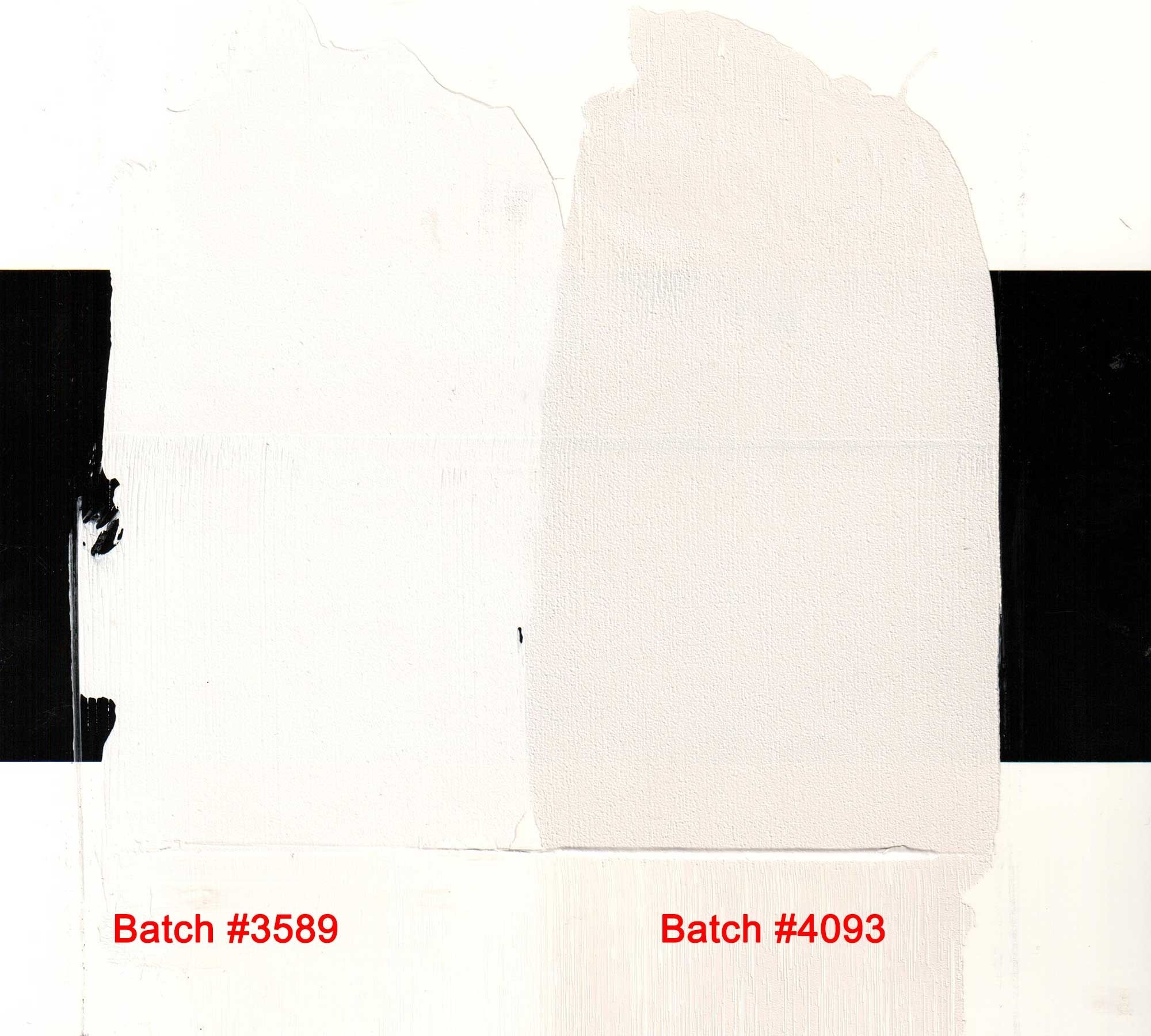 Drawdown of Batch 4093 and standard stack process flake white