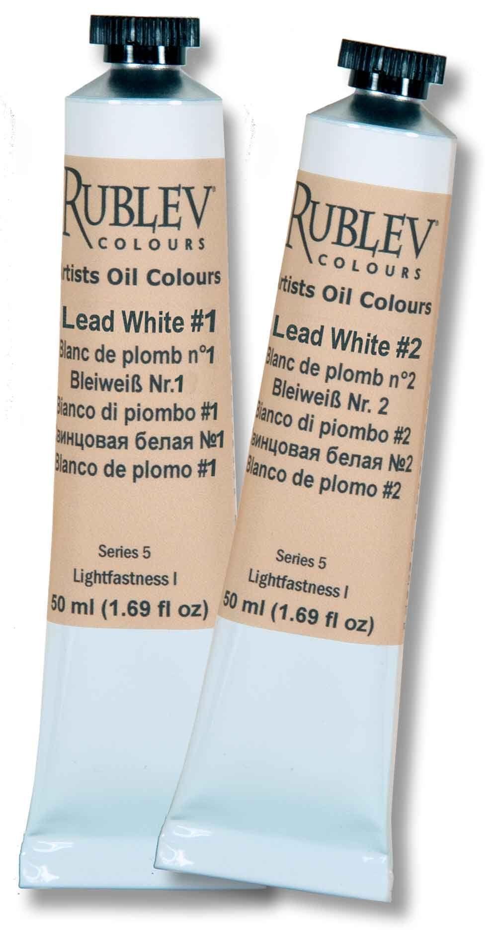 Rublev Colours Lead White and Verona Green Earth Artist Oils 50ml tubes